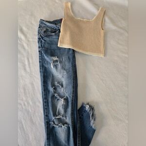 Wax Jan - Distressed & Ripped Blue Jeans